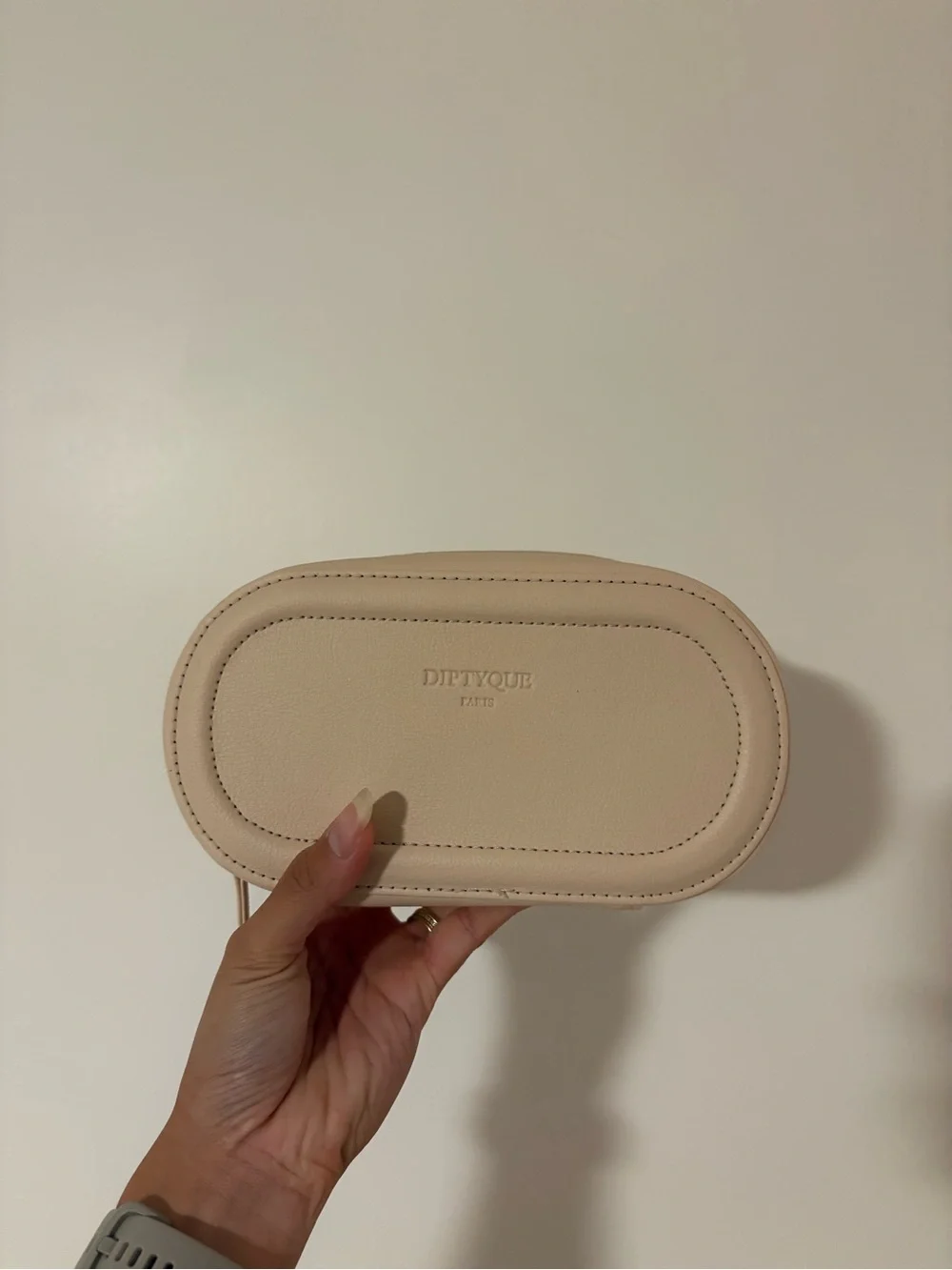 New Qatar DIPTYQUE Beige Leather Cosmetic Toiletry Pouch